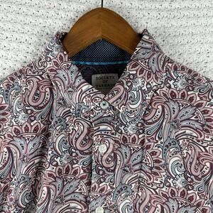 Society of Threads Paisley Button Down Shirt Mens Large Slim Fit Stretch